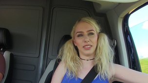 Blonde beauty Grace Harper is ready to have sex inside the car